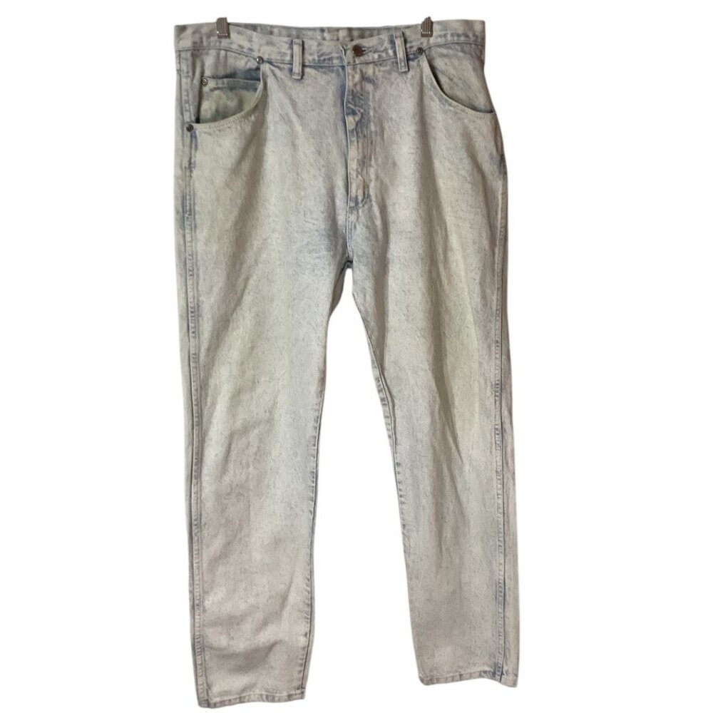 Vintage Wrangler Acid Wash Jeans Light Blue Denim Relaxed Fit Men's Size 33 x 32
